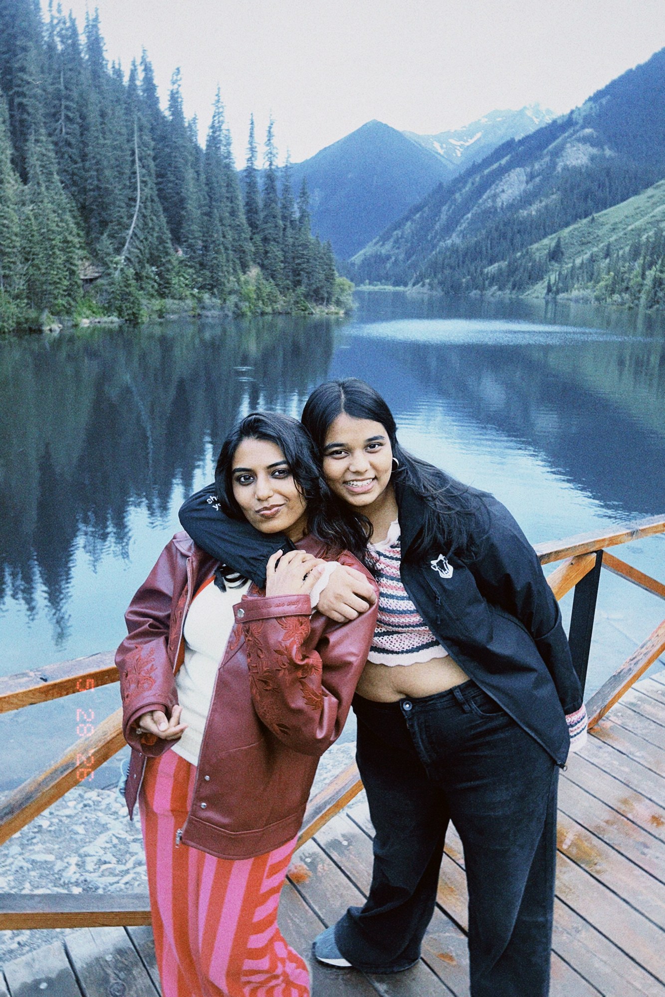 Friends at the mountain lake